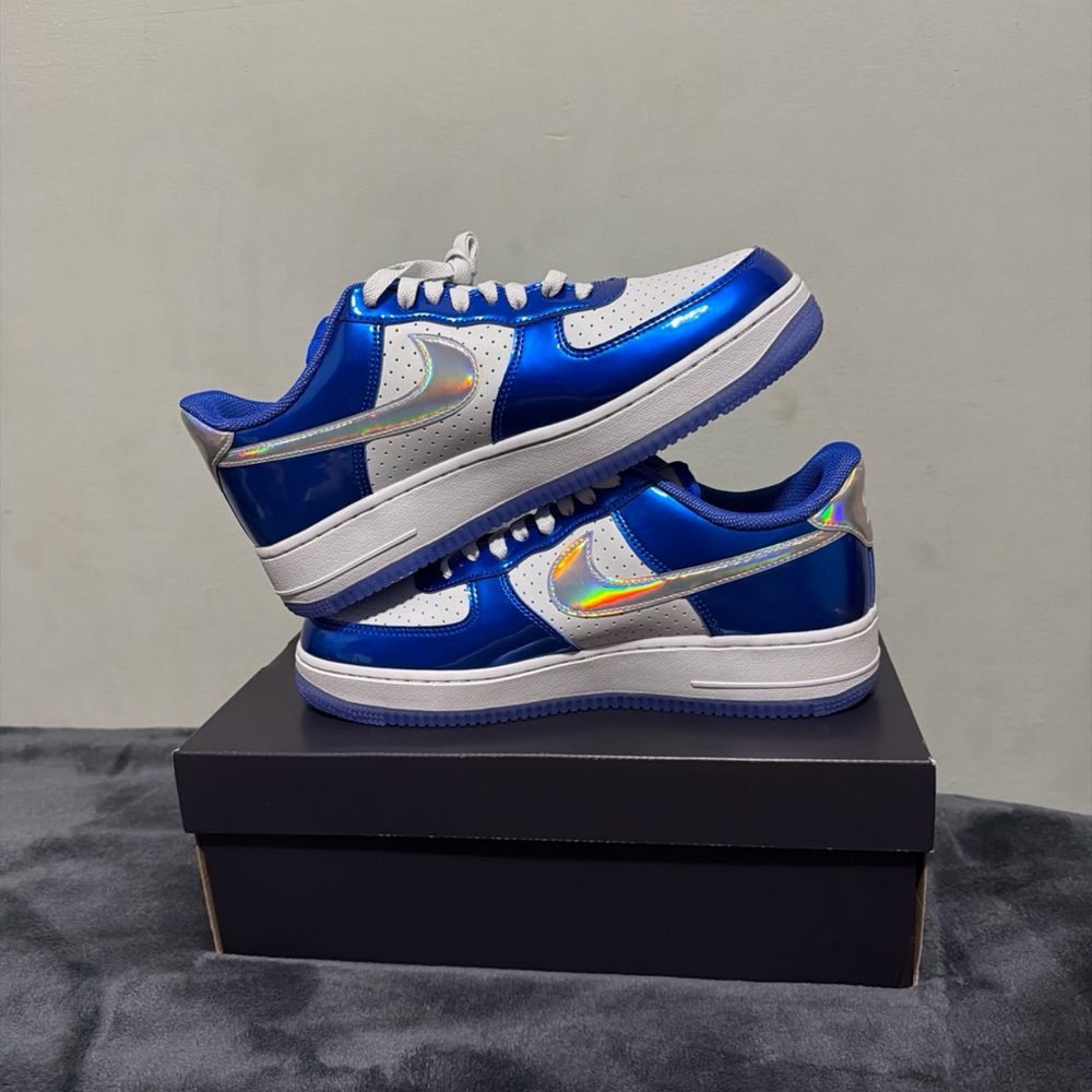 Nike Metallic Blue and White Air Force 1 L8